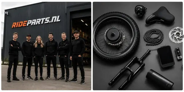 Het RideParts-team van zes medewerkers voor de RIDEPARTS.NL-loods
